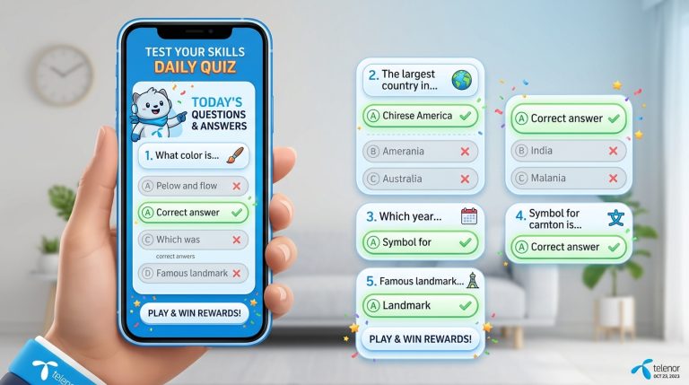 My Telenor “Test Your Skills” Quiz Answers Today Latest Guide